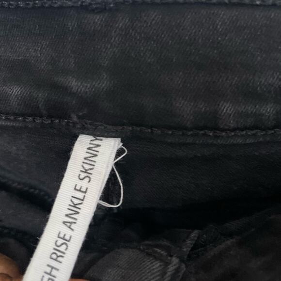 Rag & Bone Black Side Stripe High Rise Ankle Skinny Jeans Size 30 - Picture 4 of 6